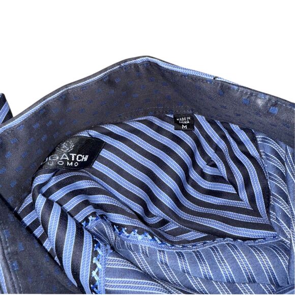 EUC Bugatchi Men's Button-Up Shirt - Blue Striped, Long Sleeve Size M, 100% Ctn - Picture 4 of 7